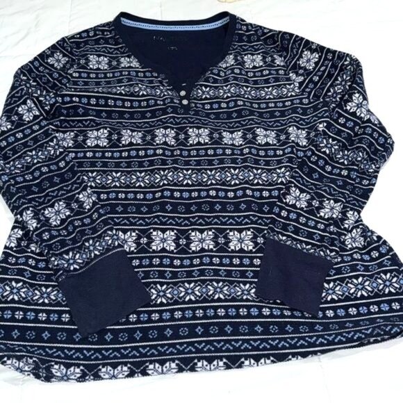 Nautica Womens Snowflake Pajama Set L V-Neck Winter Print - Picture 4 of 10